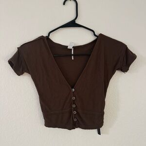 Urban Outfitters Chocolate Ribbed Knit Top